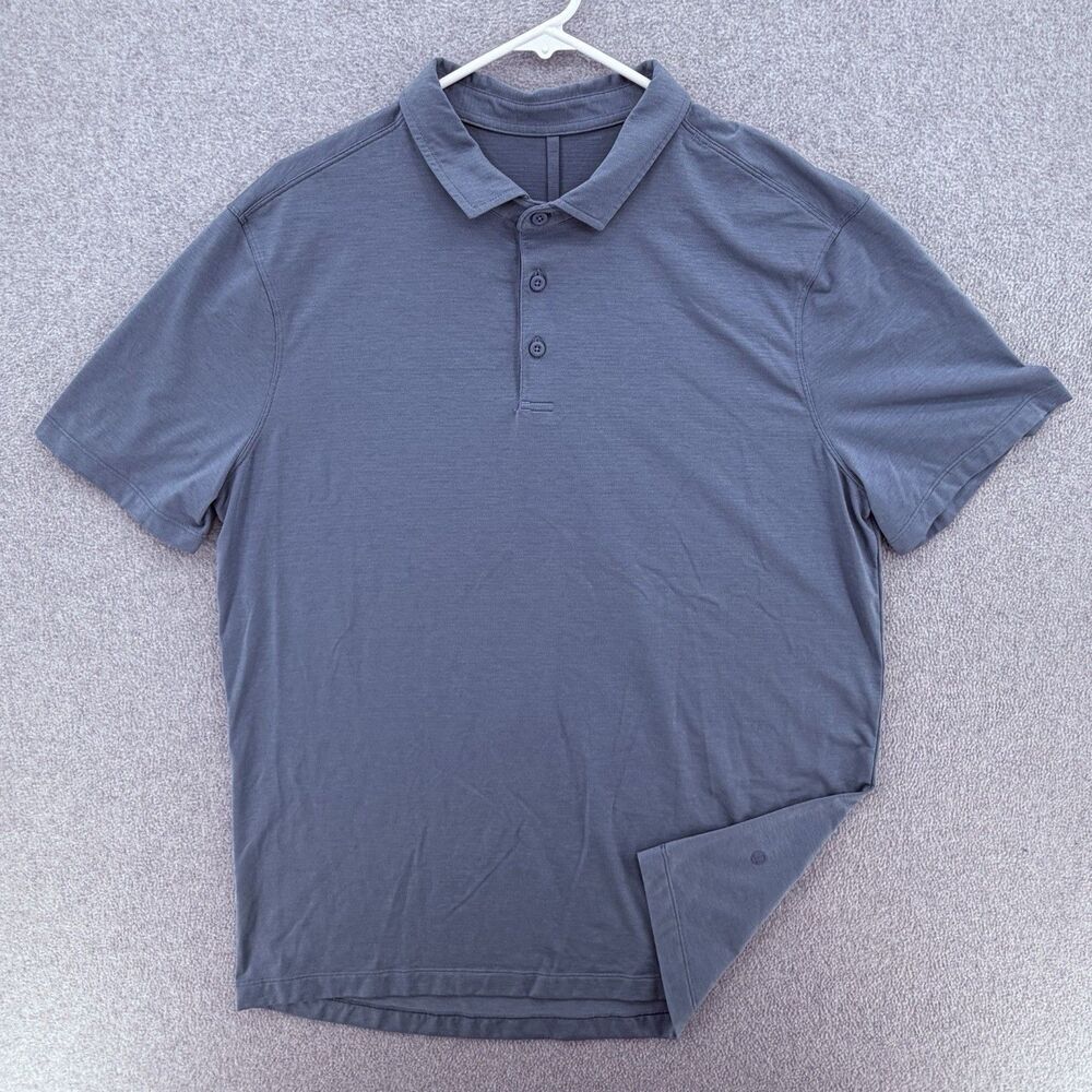 Lululemon Men's Polo Shirt Blue Gray Performance Stretch Golf Casual